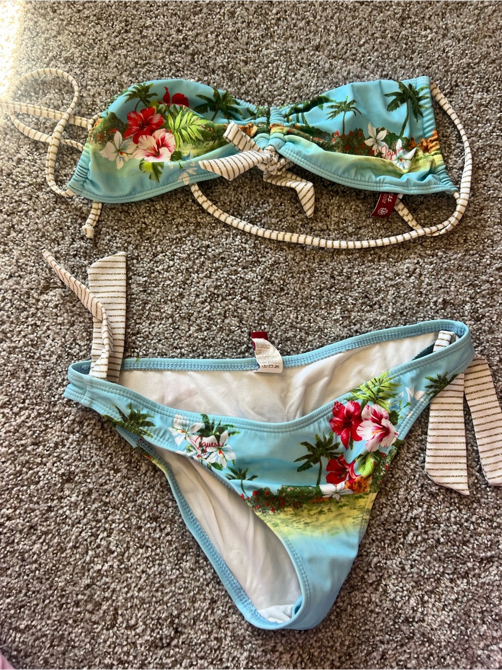 Guess Light Blue Floral Bikini Set - Tropical Print